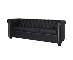 vidaXL Divano Chesterfield a 3 Posti in Pelle Artificiale Nero