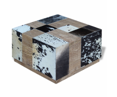 vidaXL Tavolino da Caffè in Vera Pelle Bovina 60x60x36 cm