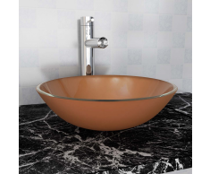 vidaXL Lavandino in Vetro Temperato 42 cm Marrone