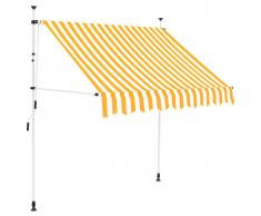 vidaXL Tenda da Sole Retrattile Manuale 200cm Strisce Gialle e Bianche