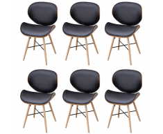 vidaXL Set 6 pz Sedia da pranzo con telaio in legno curvato senza braccioli