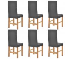 vidaXL Set 6 Coprisedie elastiche grigie tessuto poliestere a coste