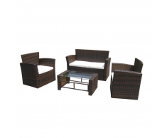 vidaXL Divano e Poltroncine da Giardino Set 8 pz in Polirattan Marrone