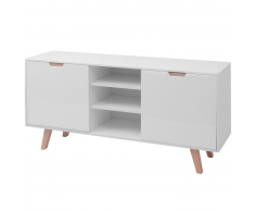 vidaXL Credenza Lucida MDF 150x40x73 cm Bianca