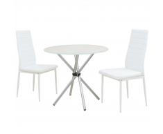 vidaXL Set 3 pezzi Tavolo e Sedie da Pranzo Bianco
