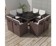 vidaXL Set Tavolo e Sedie per Esterni 25 pz in Polirattan Marrone