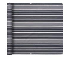 vidaXL Tenda da Balcone in Tessuto Oxford 90x600 cm Grigia a Strisce