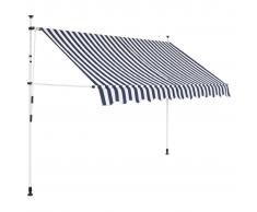 vidaXL Tenda da Sole Retrattile Manuale 300 cm a Strisce Blu e Bianche