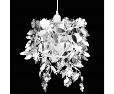 vidaXL Lampadario da Soffitto Paralume Foglie Pailette 21,5 x 30 cm Argento