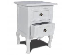 vidaXL Comodino stile provenzale in legno con 2 cassetti bianco