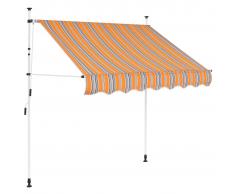 vidaXL Tenda da Sole Retrattile Manuale 200 cm a Strisce Blu e Gialle
