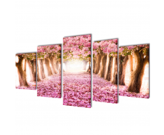 vidaXL 5 pz Set Stampa su Tela da Muro Fiori di Ciliegio 100 x 50 cm