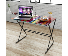 vidaXL Scrivania in vetro con modello arcobaleno