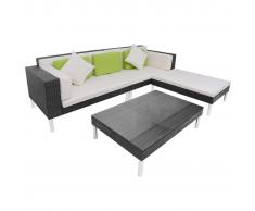 vidaXL Set Divani da Giardino 17 pz in Polirattan Modulare Nero