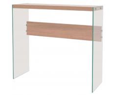 vidaXL Tavolo Consolle in Vetro e MDF Colore Quercia