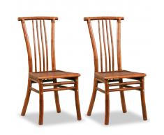 vidaXL Sedie Sala da Pranzo 2 pz in Bambù Marrone 43x56x98 cm