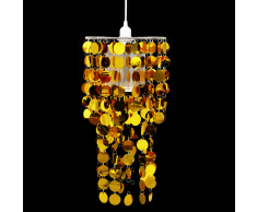 vidaXL Lampadario da Soffitto Rotonda con Paralume Pailette 26 x 56 cm Oro