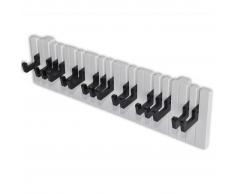 vidaXL Appendiabiti da Parete Modello Tastiera Pianoforte con 16 Ganci Neri