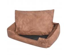vidaXL Cuccia per Cani con Cuscino Imbottito Pelle Sintetica Taglia XL Beige