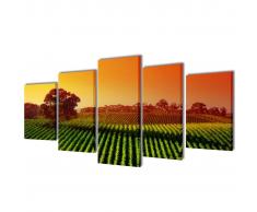 vidaXL 5 pz Set Stampa su Tela da Muro Campi 200 x 100 cm