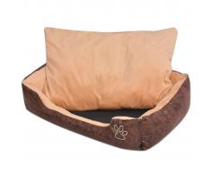 vidaXL Cuccia per Cani con Cuscino Imbottito Pelle Sintetica PU Taglia L Marrone
