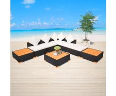 vidaXL Divani da Giardino Set 18 pz in Polirattan e WPC Nero