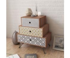 vidaXL Comodino con 3 cassetti marrone