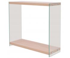 vidaXL Tavolo Consolle con Mensola in Vetro e MDF Color Quercia