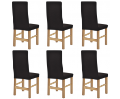 vidaXL Set 6 Coprisedie elastiche marroni tessuto poliestere a coste