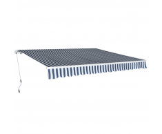 vidaXL Tenda da Sole Manuale Pieghevole 400 cm Blu e Bianco