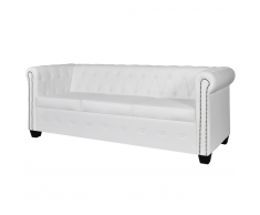 vidaXL Divano Chesterfield a 3 Posti in Pelle Artificiale Bianco