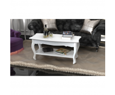 vidaXL Tavolino salotto tavolino rettangolare con 2 ripiani bianco