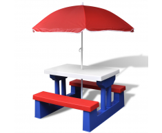 vidaXL Tavolo da picnic con parasole per bambini