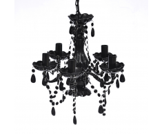 vidaXL Lampadario in plastica a cristalli artificiali nero 5 luci