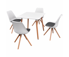 vidaXL 5 Pz Set Tavolo e Sedie Sala da Pranzo Bianco Nero