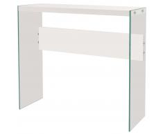 vidaXL Tavolo Consolle in Vetro e MDF Lucido Bianco