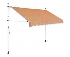 vidaXL Tenda da Sole Retrattile Manuale 300 cm a Strisce Blu e Gialle