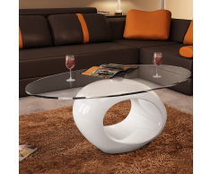 vidaXL Tavolino salotto moderno vetro design bianco ovale