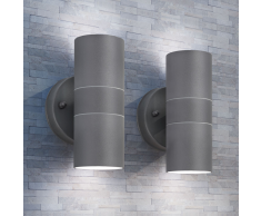 vidaXL Applique LED Parete 2 pz Acciaio Inox Proiezione Alto/ Basso