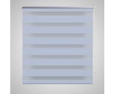 vidaXL Tenda a rullo oscurante zebra 120x230 cm bianca