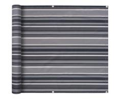 vidaXL Paravento da Balcone Tessuto Oxford 75x600 cm Grigio a Strisce