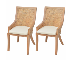 vidaXL Sedie da Pranzo in Rattan 2 pz.