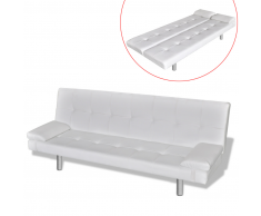vidaXL Divano Letto con 2 Cuscini Similpelle Regolabile Bianco Crema