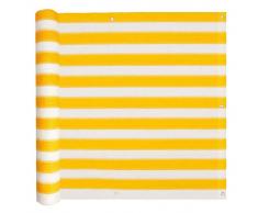 vidaXL Paravento da Balcone HDPE 75x400 cm Giallo e Bianco
