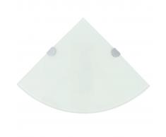 vidaXL Scaffale Angolare con Supporto in Cristallo Vetro Bianco 35x35 cm
