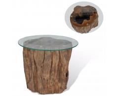 vidaXL Tavolino da Caffè in Legno di Teak e Vetro 50x40 cm
