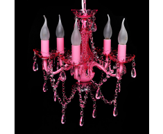 vidaXL Lampadari vetro lampadario cristalli artificiali rosa 5 luci