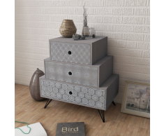 vidaXL Comodino con 3 cassetti grigio
