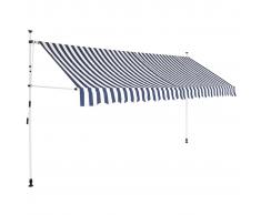 vidaXL Tenda da Sole Retrattile Manuale 400 cm a Strisce Blu e Bianche