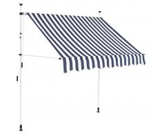 vidaXL Tenda da Sole Retrattile Manuale 200 cm a Strisce Blu e Bianche